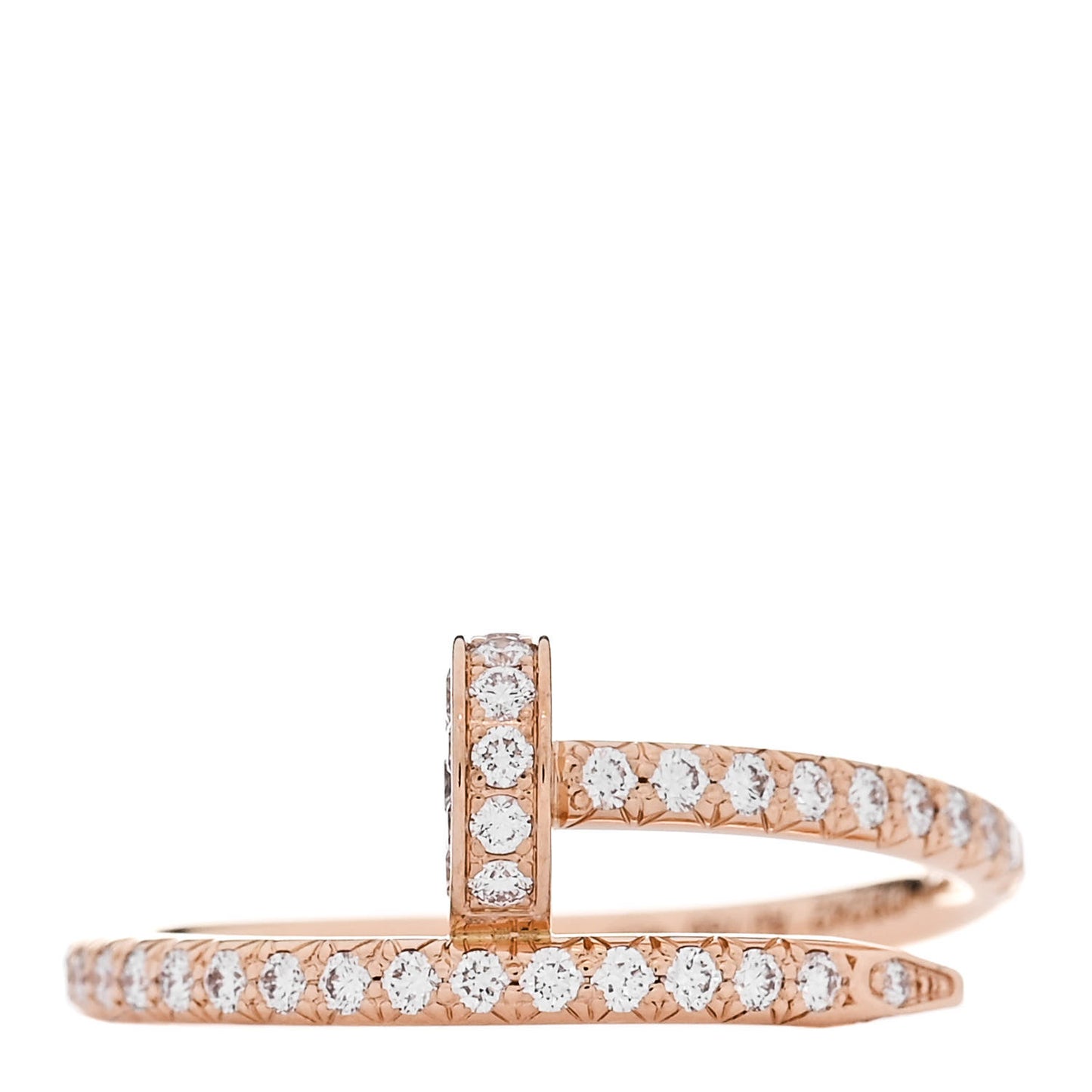 18K Pink Gold Diamond Juste Un Clou Paved Ring 49 4.75