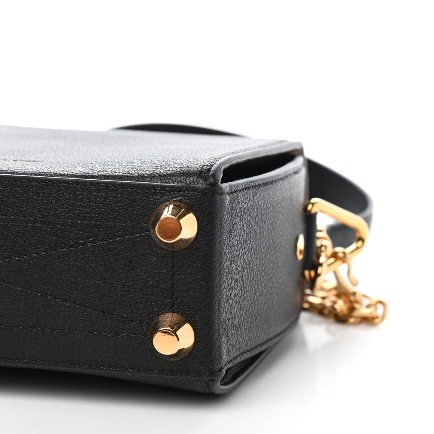 Fine Grain Goatskin Box Shoulder Bag 19 Black