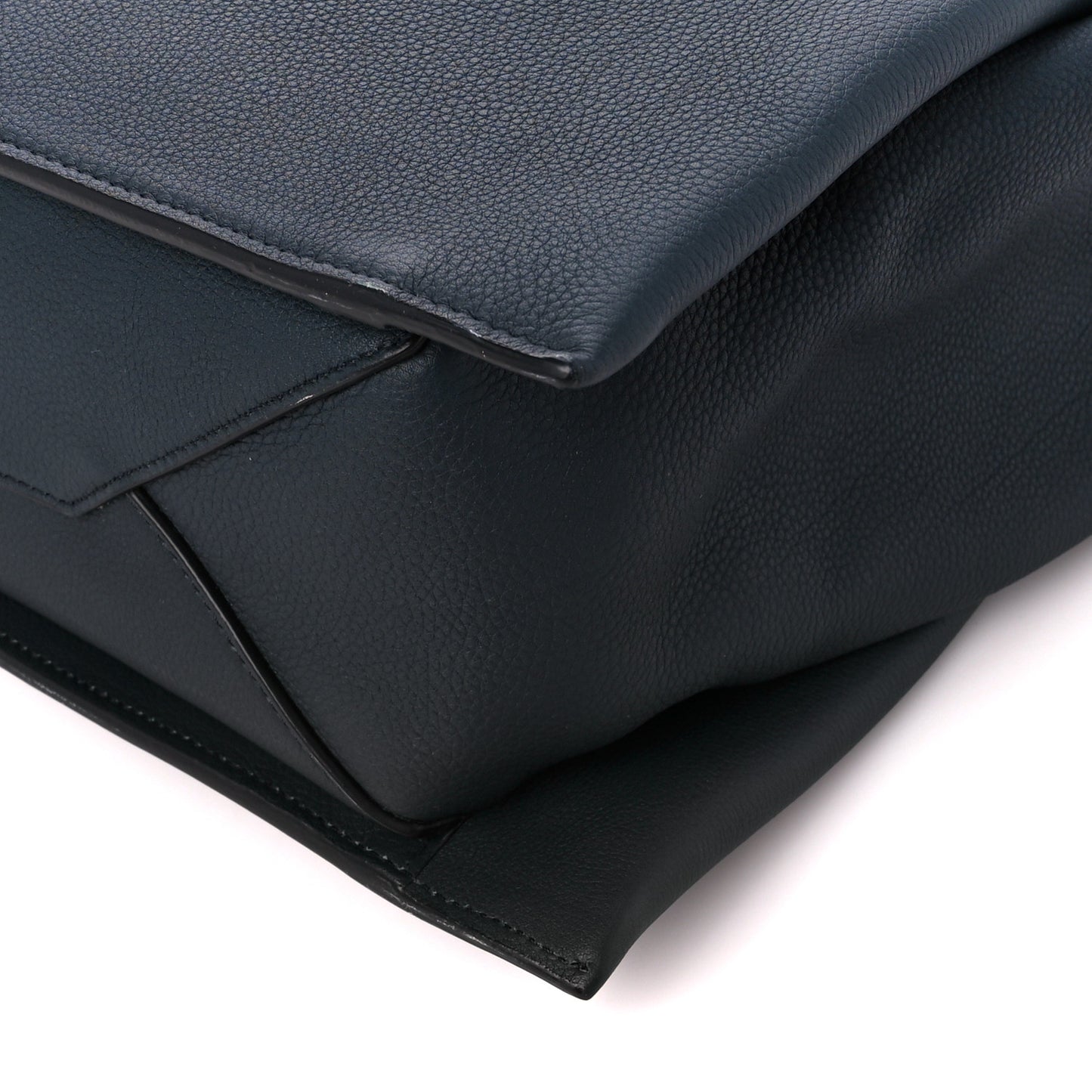 Baby Grained Calfskin Medium Tri-Fold Bag Dark Sea
