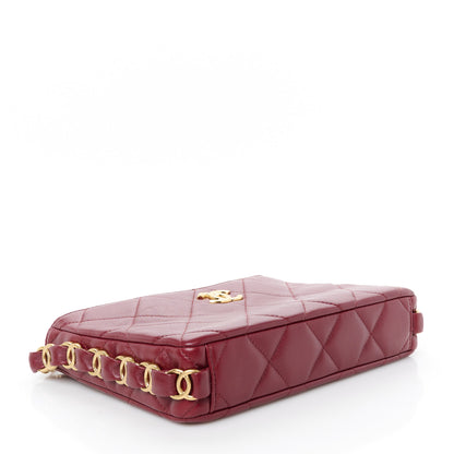 Chanel Lambskin Quilted Small CC Links Hobo Burgundy 4 of 11