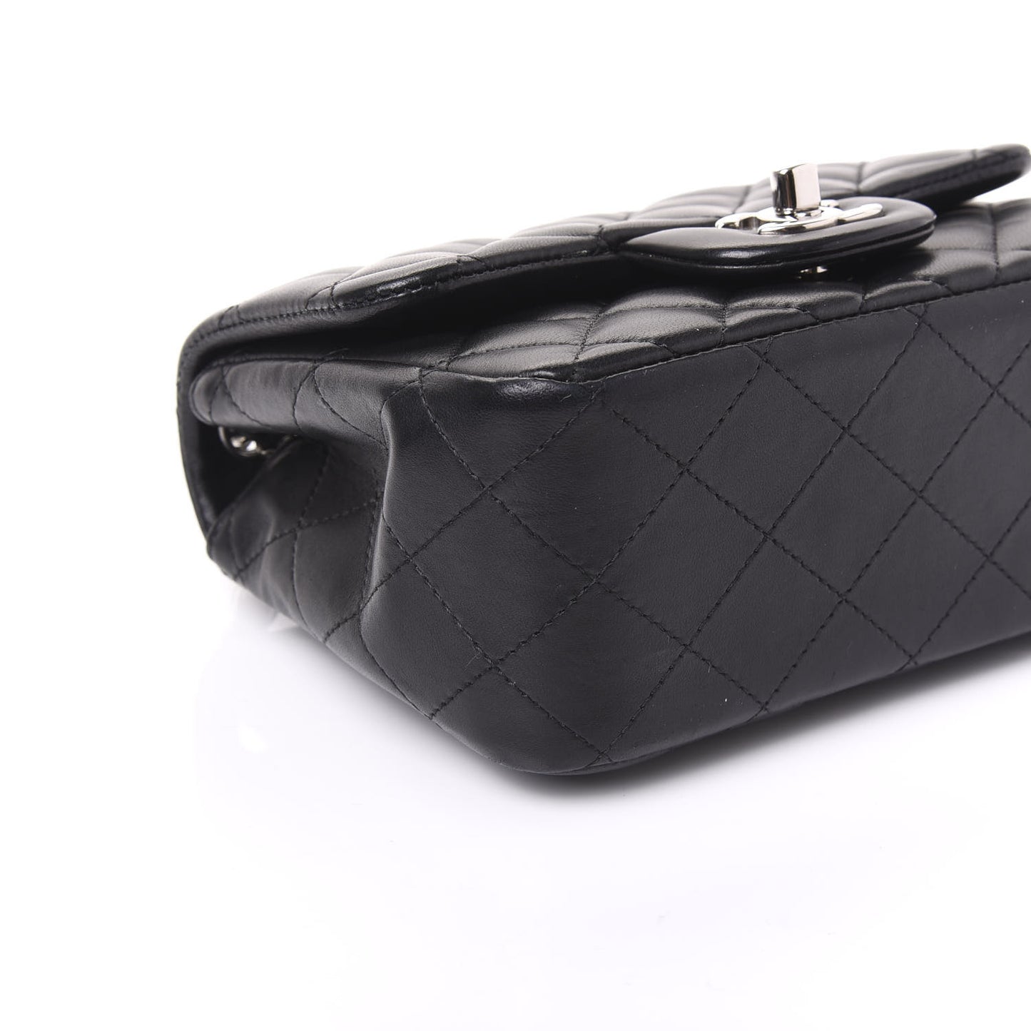 Lambskin Quilted Mini Square Flap Black