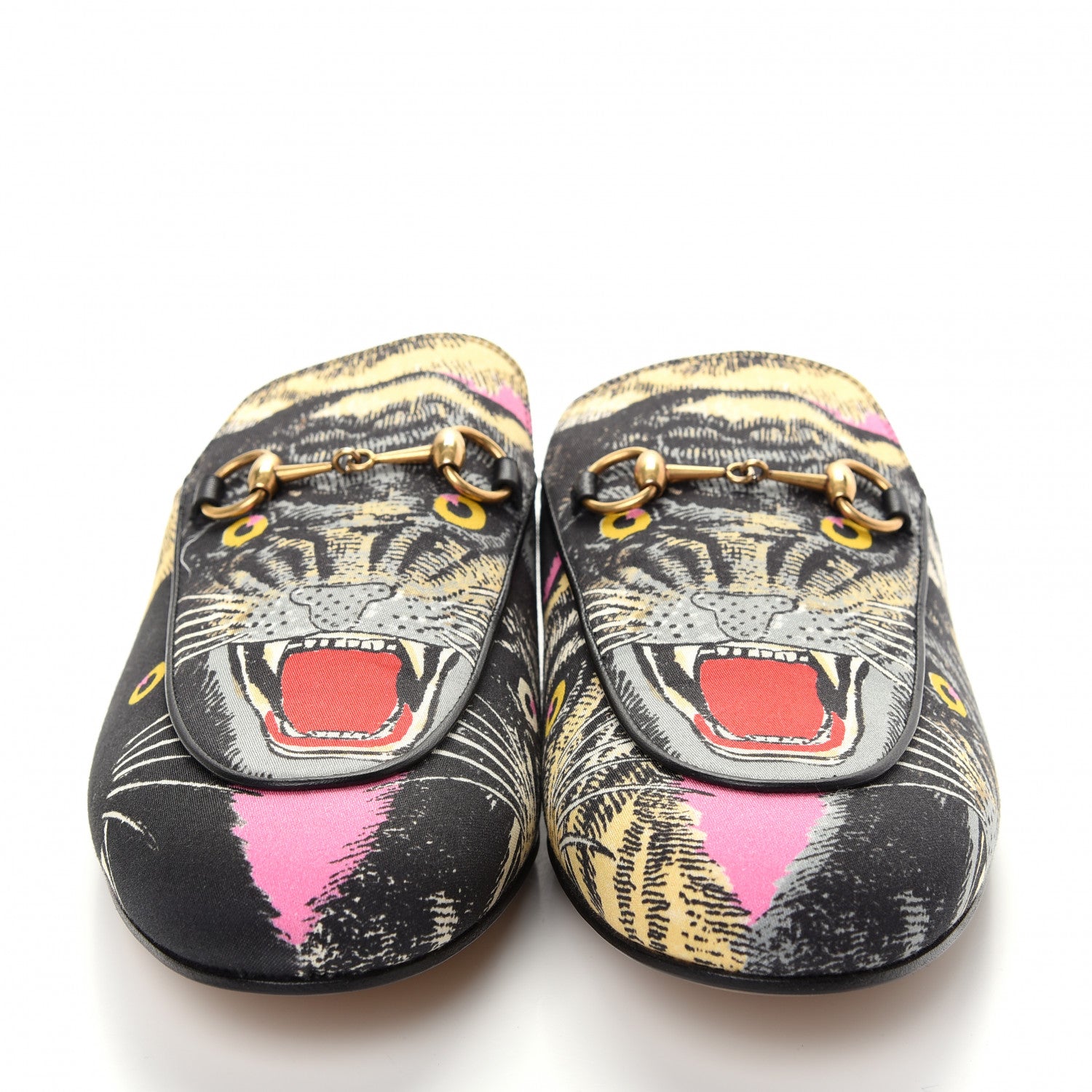 Gucci Satin Angry Cat Printed Womens Princetown Slippers 41 Black 2 of 11