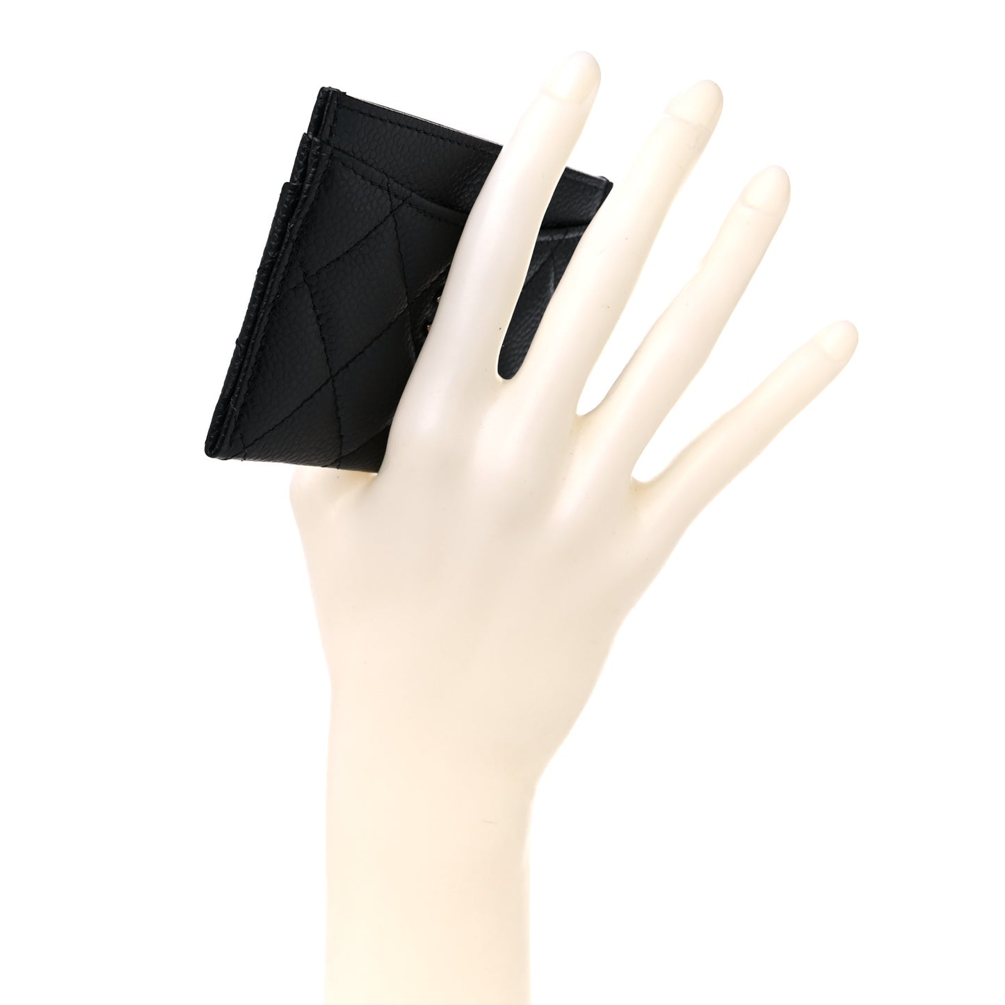 Caviar Quilted Card Holder Black