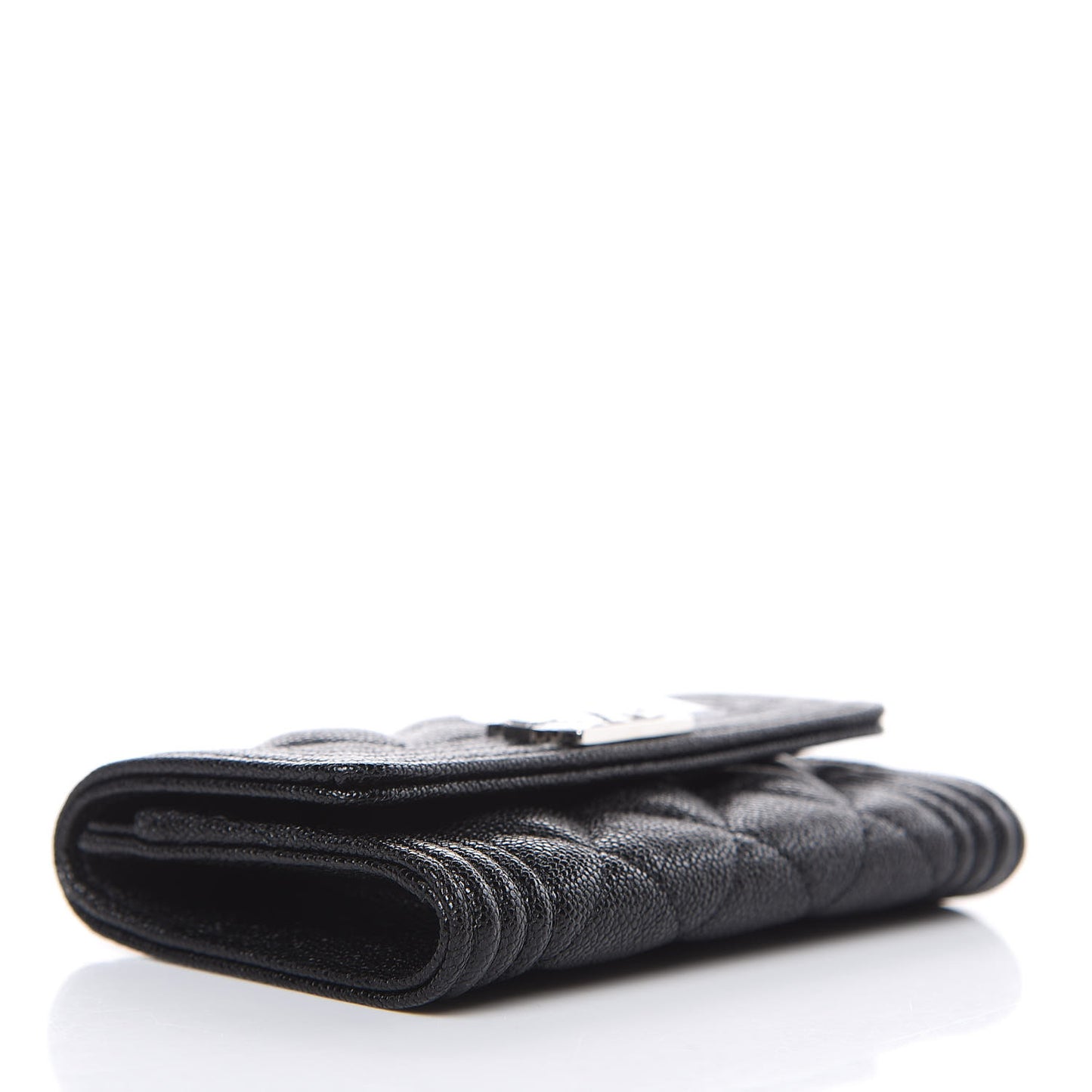 Caviar Quilted Boy Flap Card Holder Black