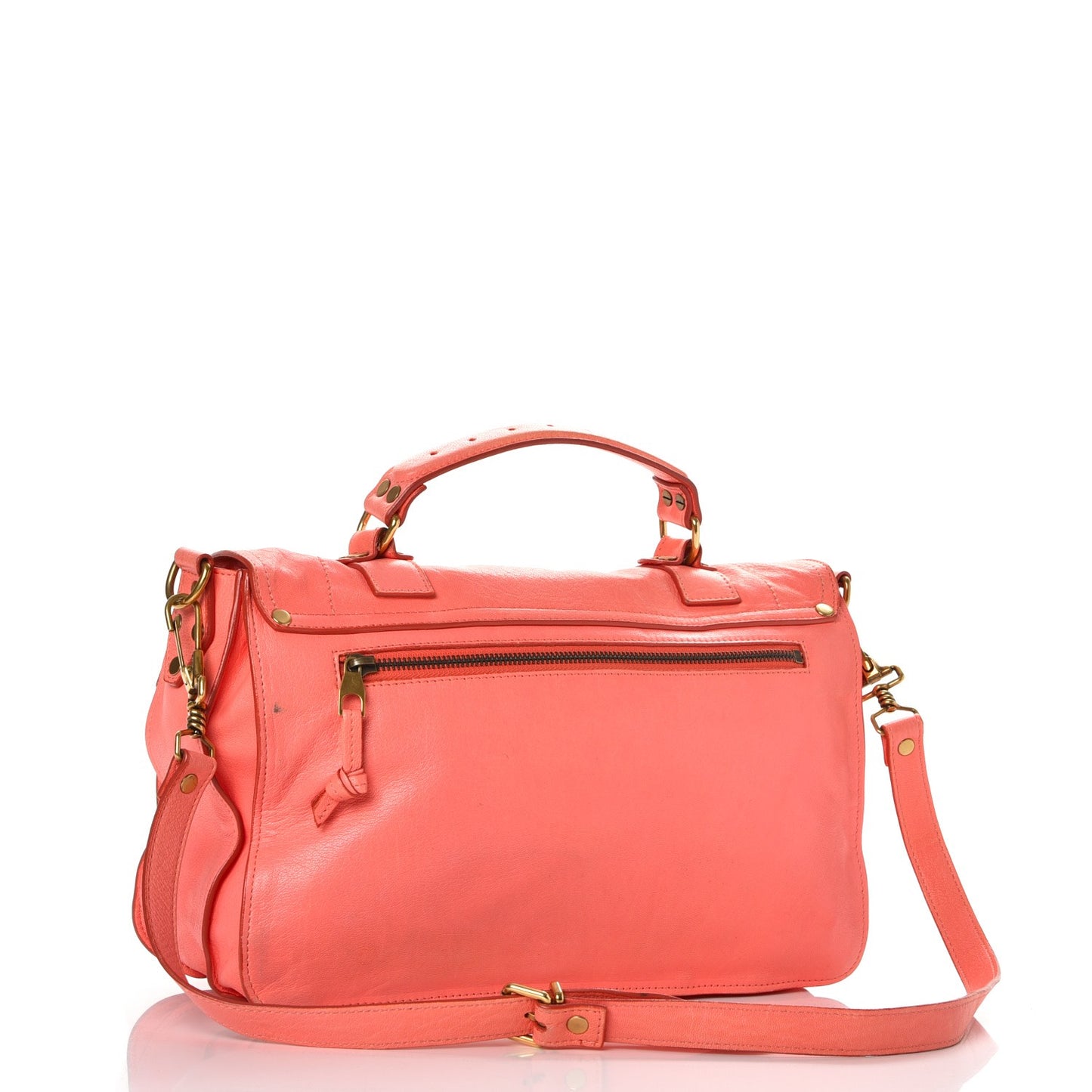 Lambskin Medium PS1 Satchel Neon Coral