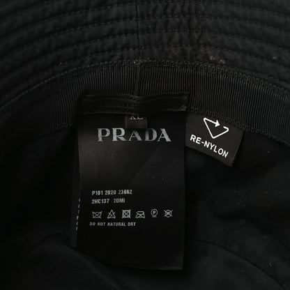 Prada Re-Nylon Metal Triangle Logo Mens Bucket Hat XL Black 7 of 7