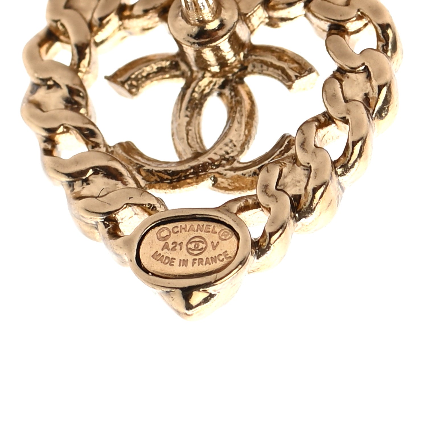 Chanel Pearl Crystal CC Heart Earrings Gold Multicolor 4 of 4