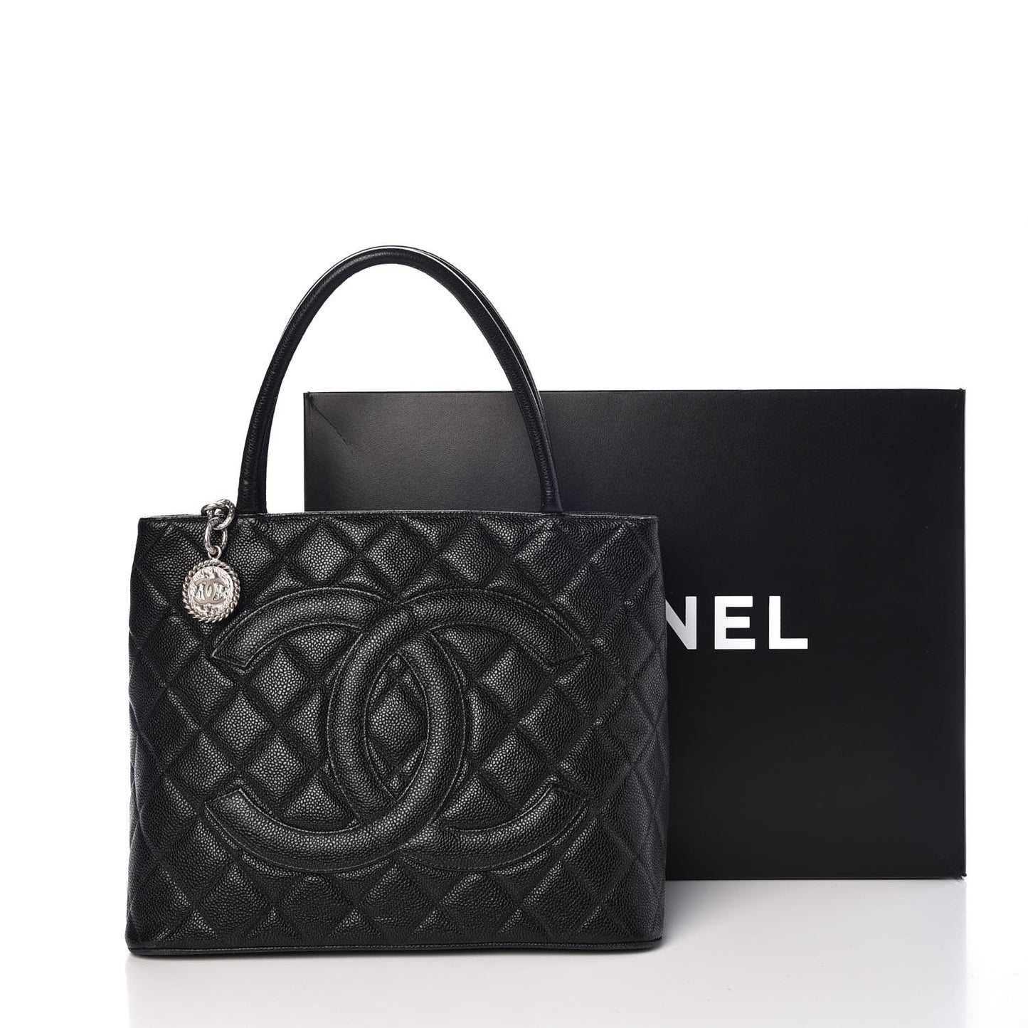 Caviar Quilted Medallion Tote Black