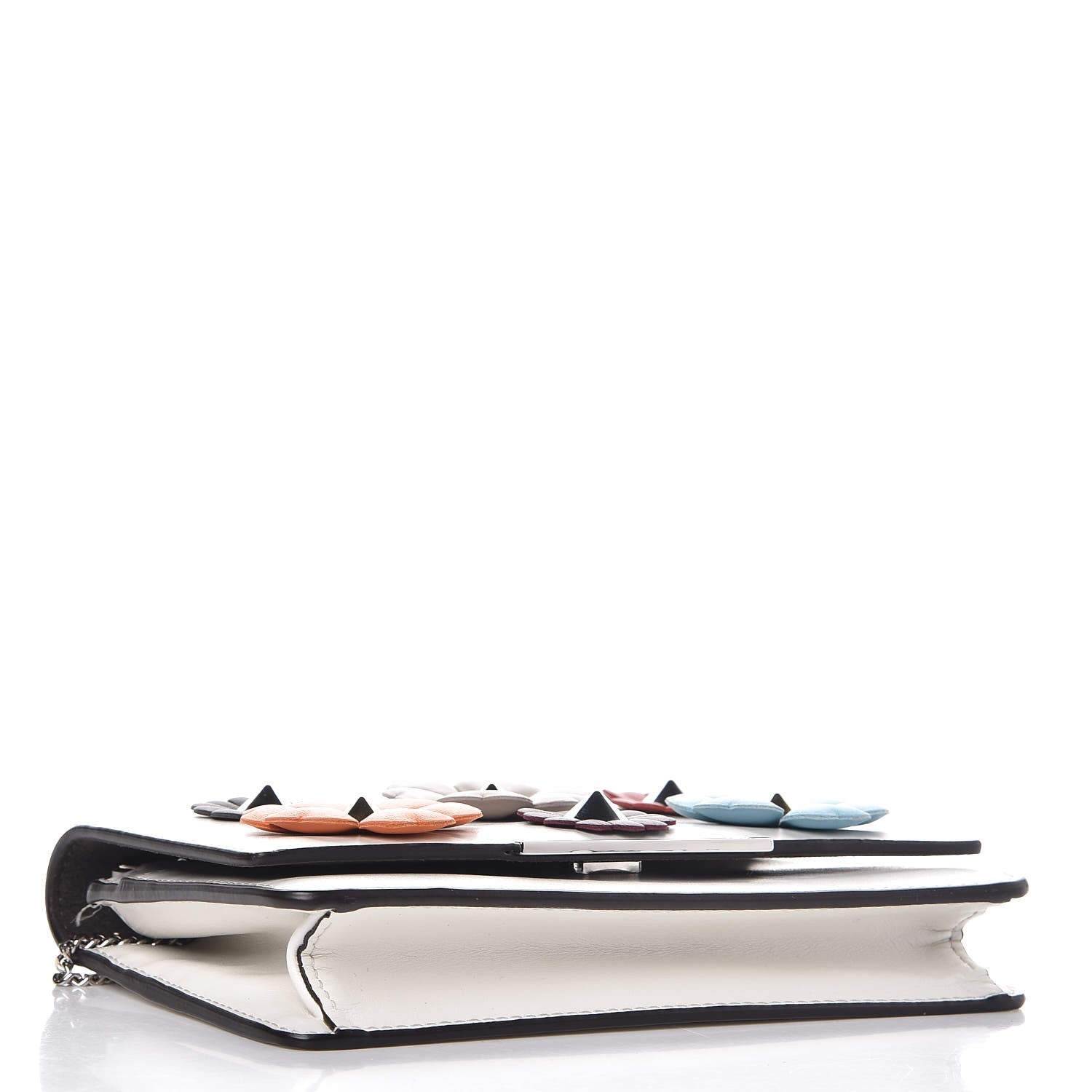 Fendi Vitello Century Lucido Nappa Flowerland Studded Tube Wallet On Chain White Ice Multicolor 4 of 8