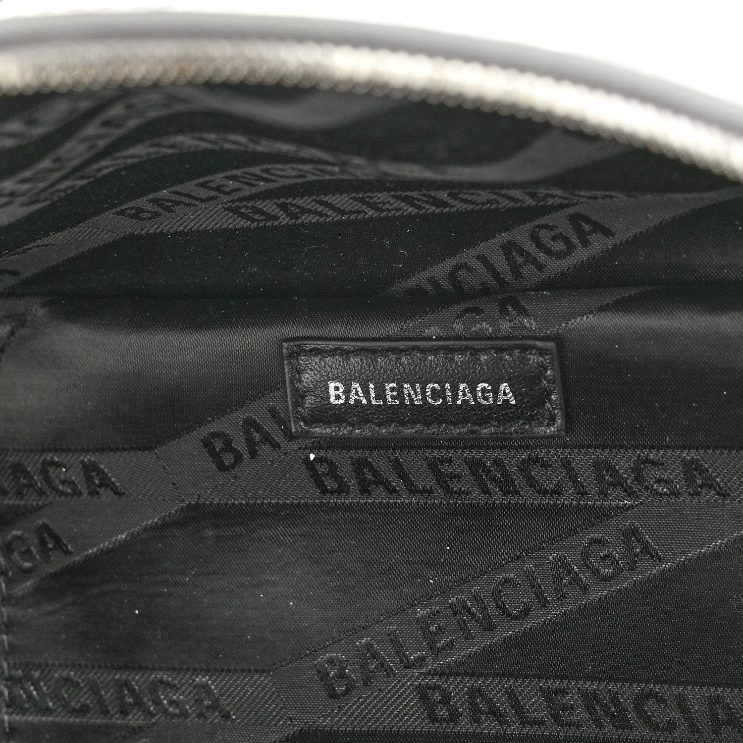 Balenciaga Metallic Calfskin Crocodile Embossed Quilted Souveniers Charms Belt Bag Silver 6 of 9