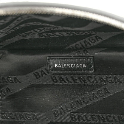 Balenciaga Metallic Calfskin Crocodile Embossed Quilted Souveniers Charms Belt Bag Silver 6 of 9
