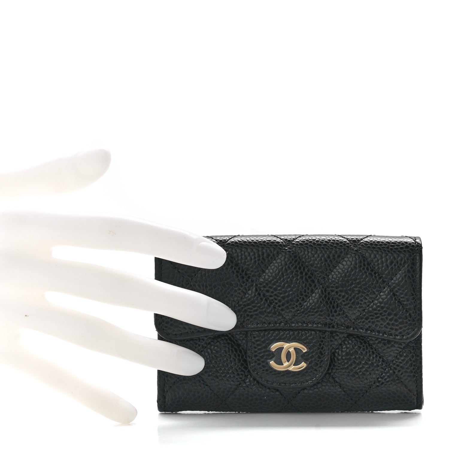 Chanel Caviar Quilted Flap Card Holder Wallet Black 2 of 13