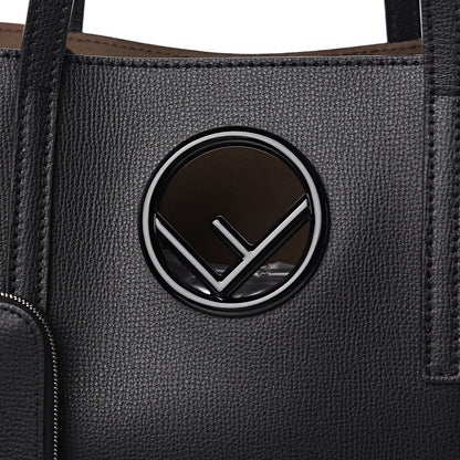 Fendi Vitello Vienna Enamel F is Fendi Shopping Tote Black Taupe 8 of 10