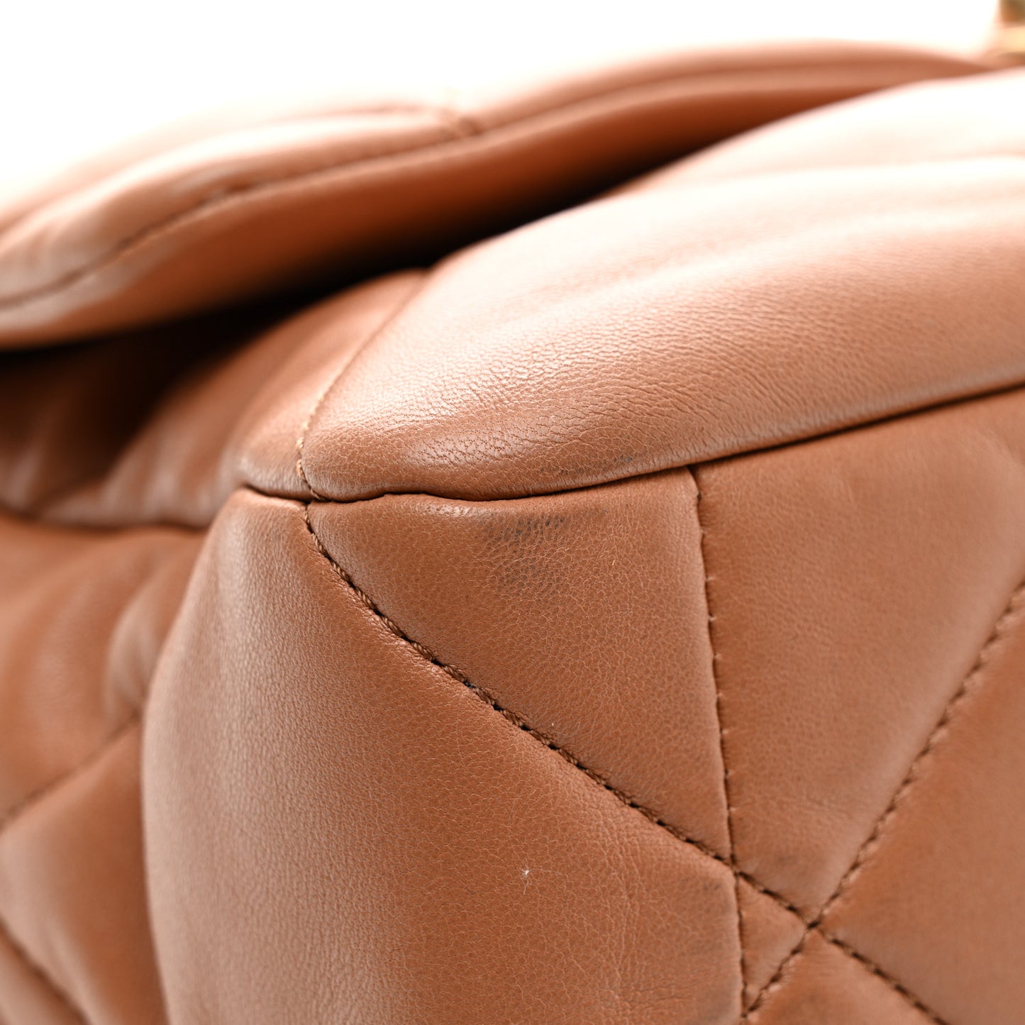 Lambskin Quilted Large Chanel 19 Flap Brown