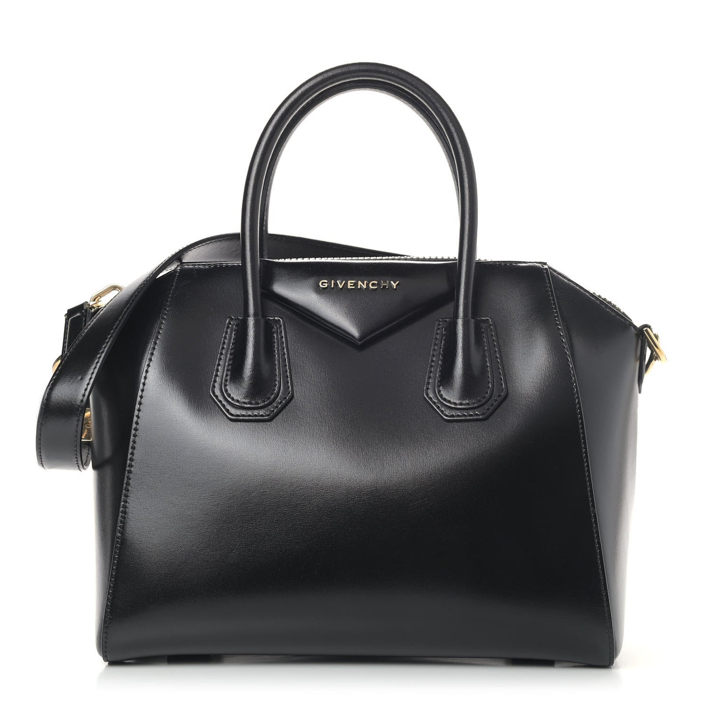 Shiny Lord Calfskin Small Antigona Black