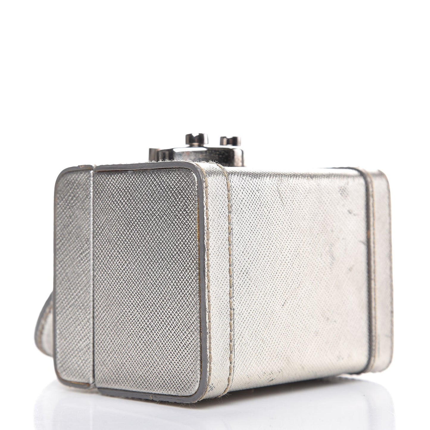 Metallic Saffiano Mini Cosmetic Train Case Cromo