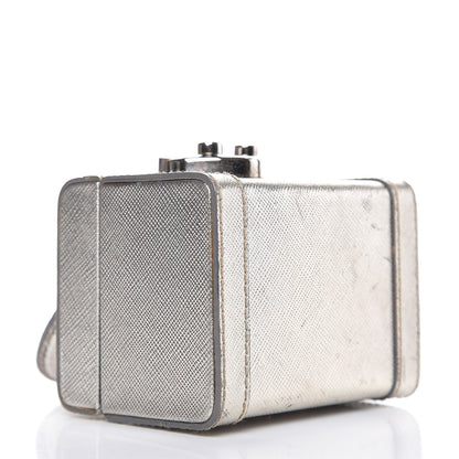 Prada Metallic Saffiano Mini Cosmetic Train Case Cromo 4 of 10