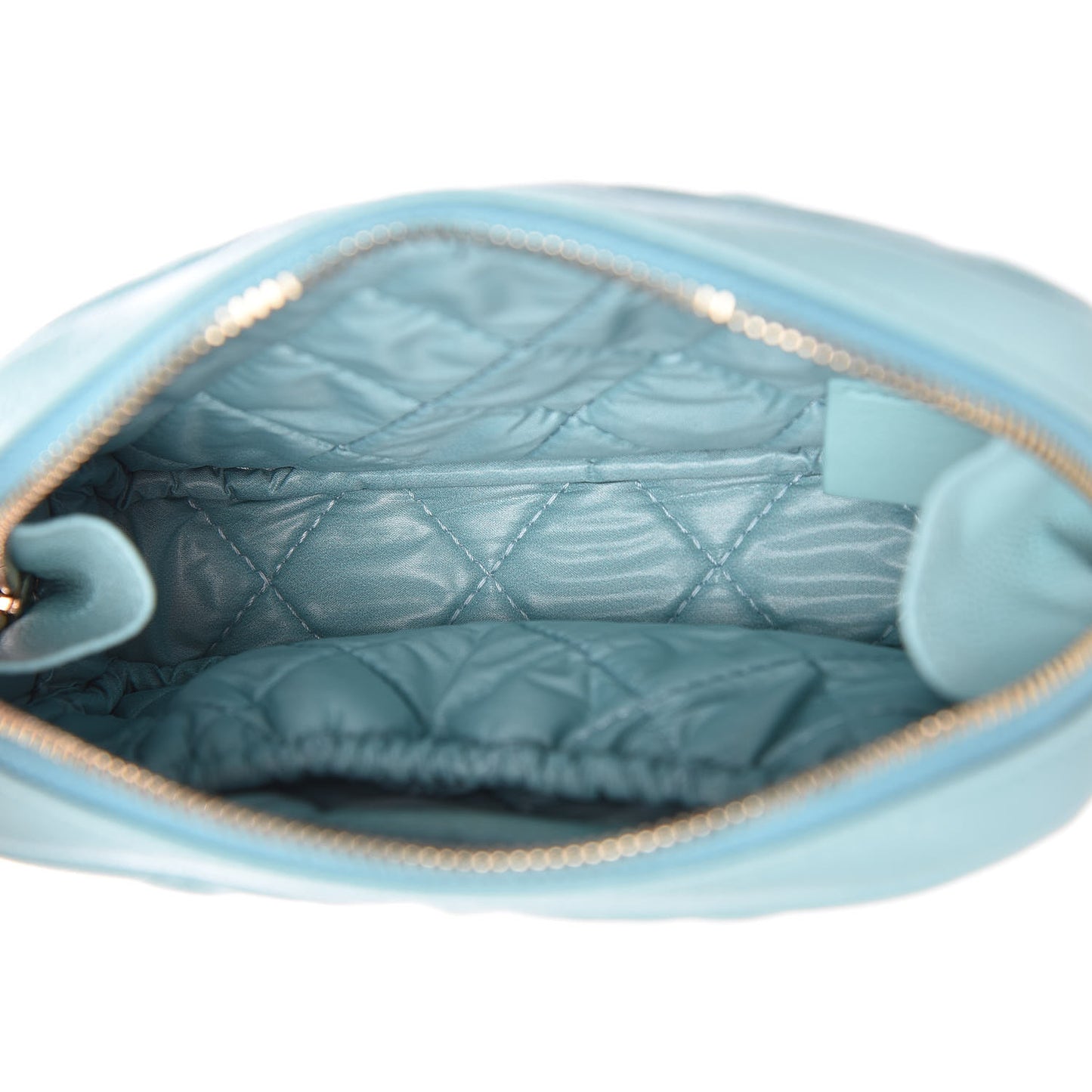 Caviar Quilted Small Curvy Pouch Cosmetic Case Light Blue