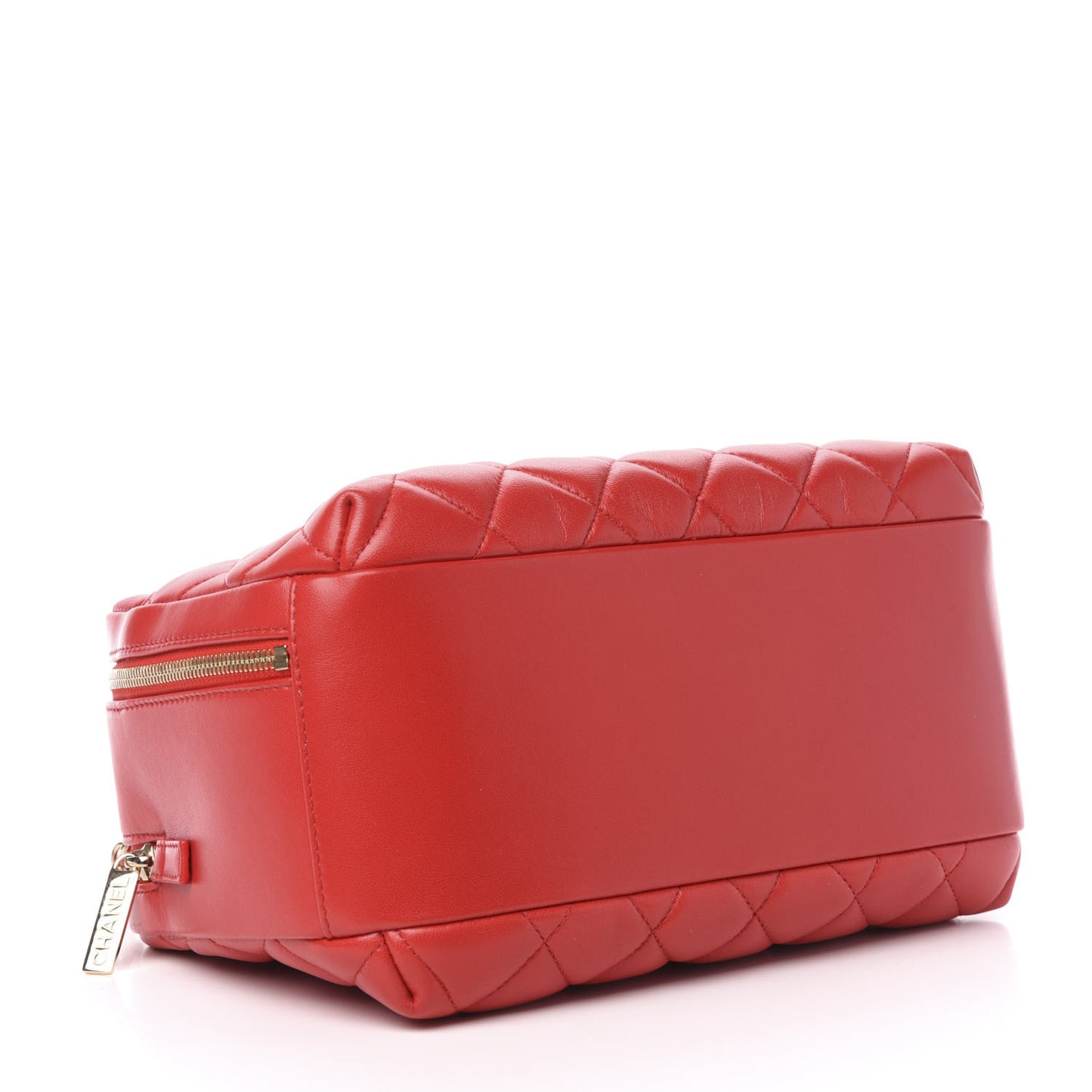 Lambskin Quilted Medium Trendy CC Bowling Bag Red