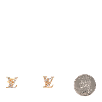 Louis Vuitton LOUIS VUITTON Metal Crystal LV Iconic Earrings Gold 2 of 4