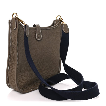 Hermes Taurillon Clemence Amazone Evelyne TPM Etoupe Bleu Indigo 3 of 10