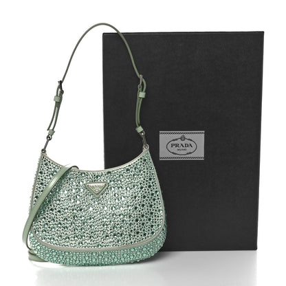 Prada Satin Crystal Cleo Adjustable Strap Shoulder Bag Acqua 11 of 11