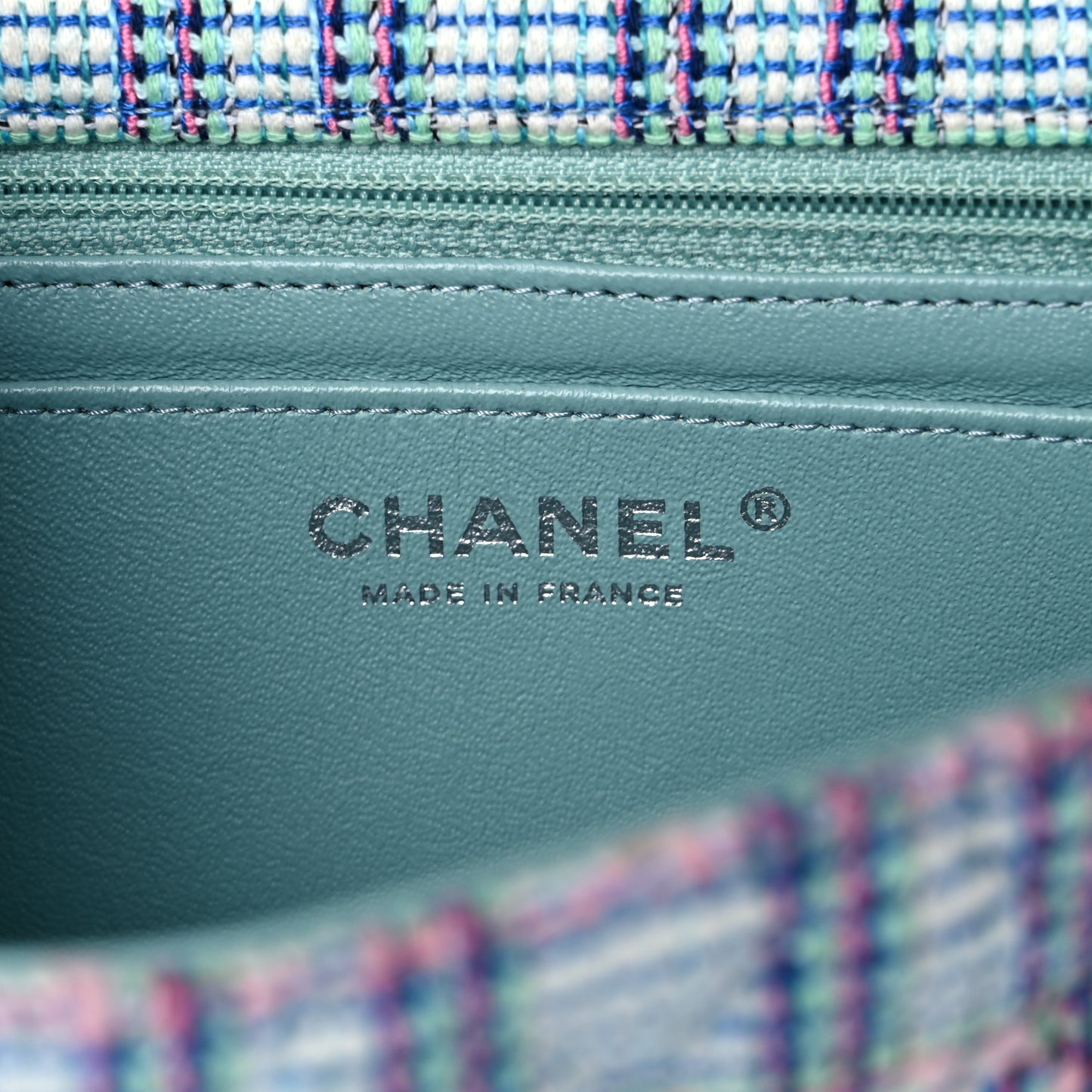 Tweed Quilted Mini Rectangular Flap Blue