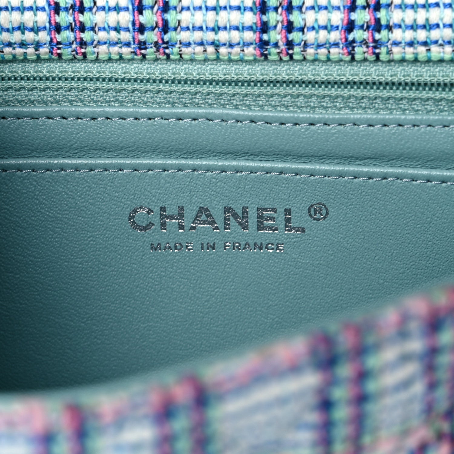 Chanel Tweed Quilted Mini Rectangular Flap Blue 6 of 9