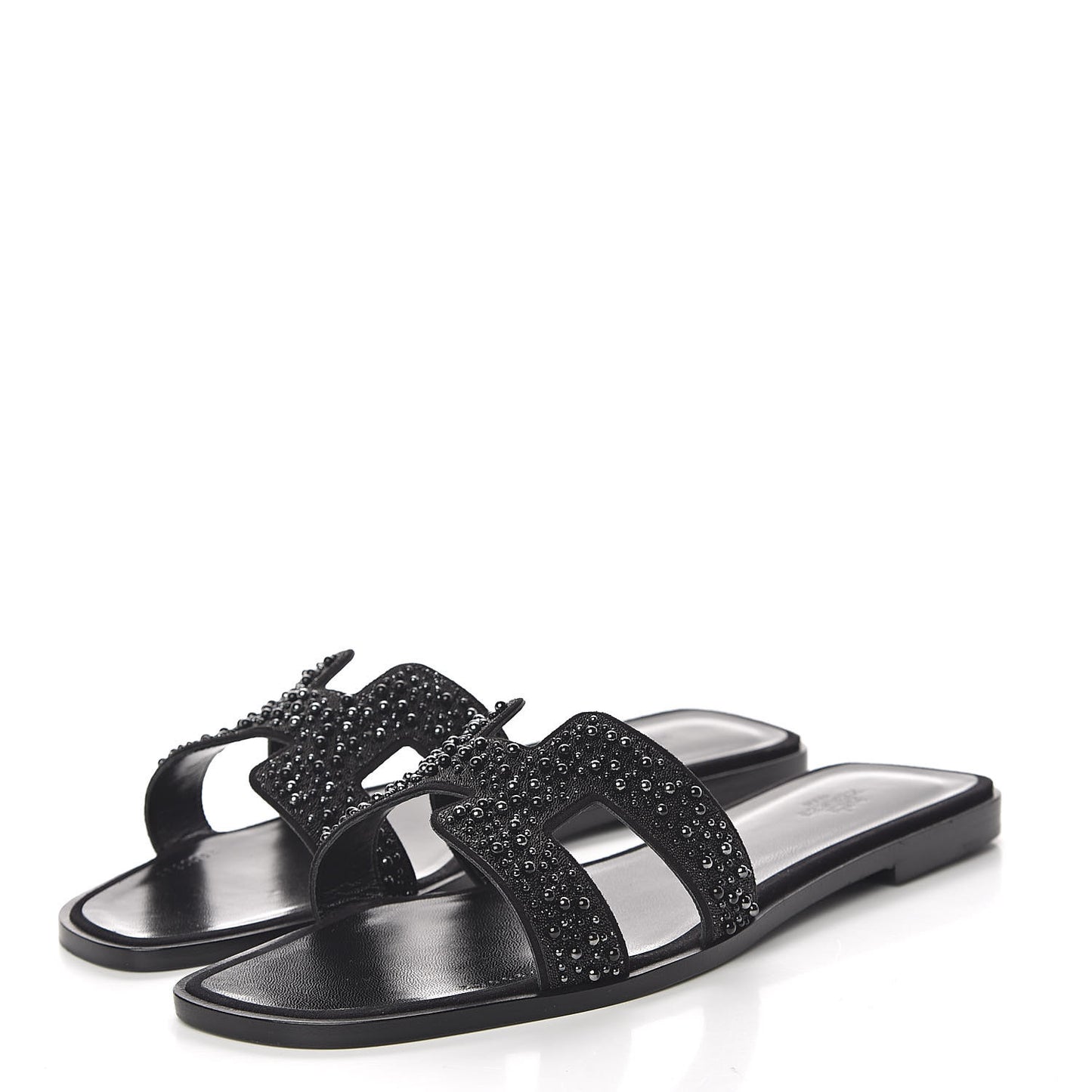 Goatskin Crystal Oran Sandals 42 Black
