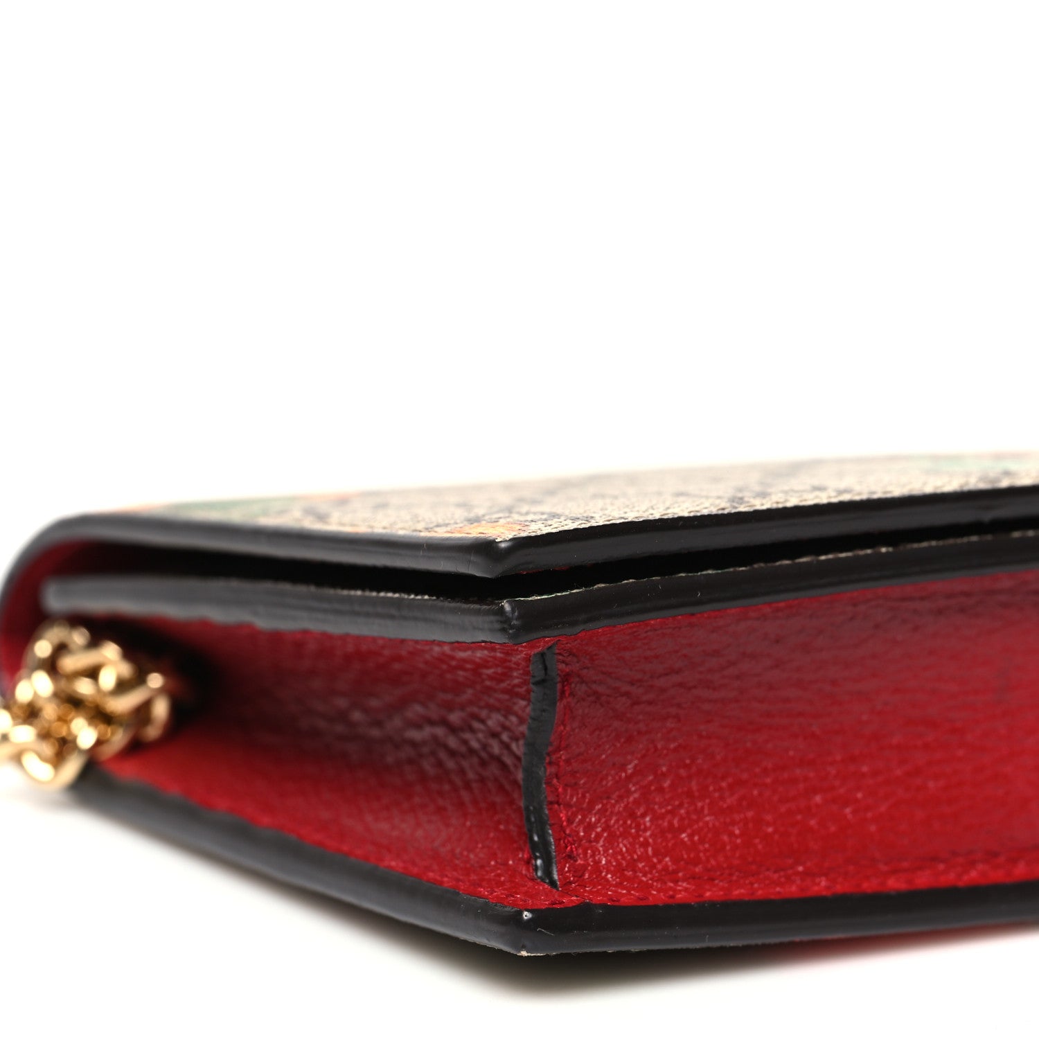 Gucci GG Supreme Monogram Tian Chain Wallet Beige Multicolor Red 8 of 9