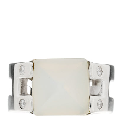 Hermes Sterling Silver Diamond Moonstone Medor Ring 52 6 1 of 5