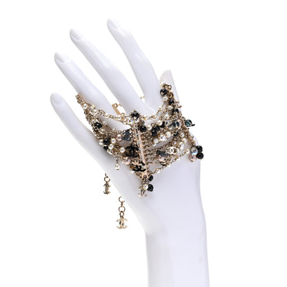 Chanel Pearl Bead Crystal CC Multi Strand Byzantine Chain Black Gold 2 of 5