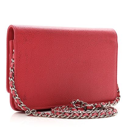 Chanel Caviar Timeless CC Wallet on Chain WOC Dark Pink 3 of 11