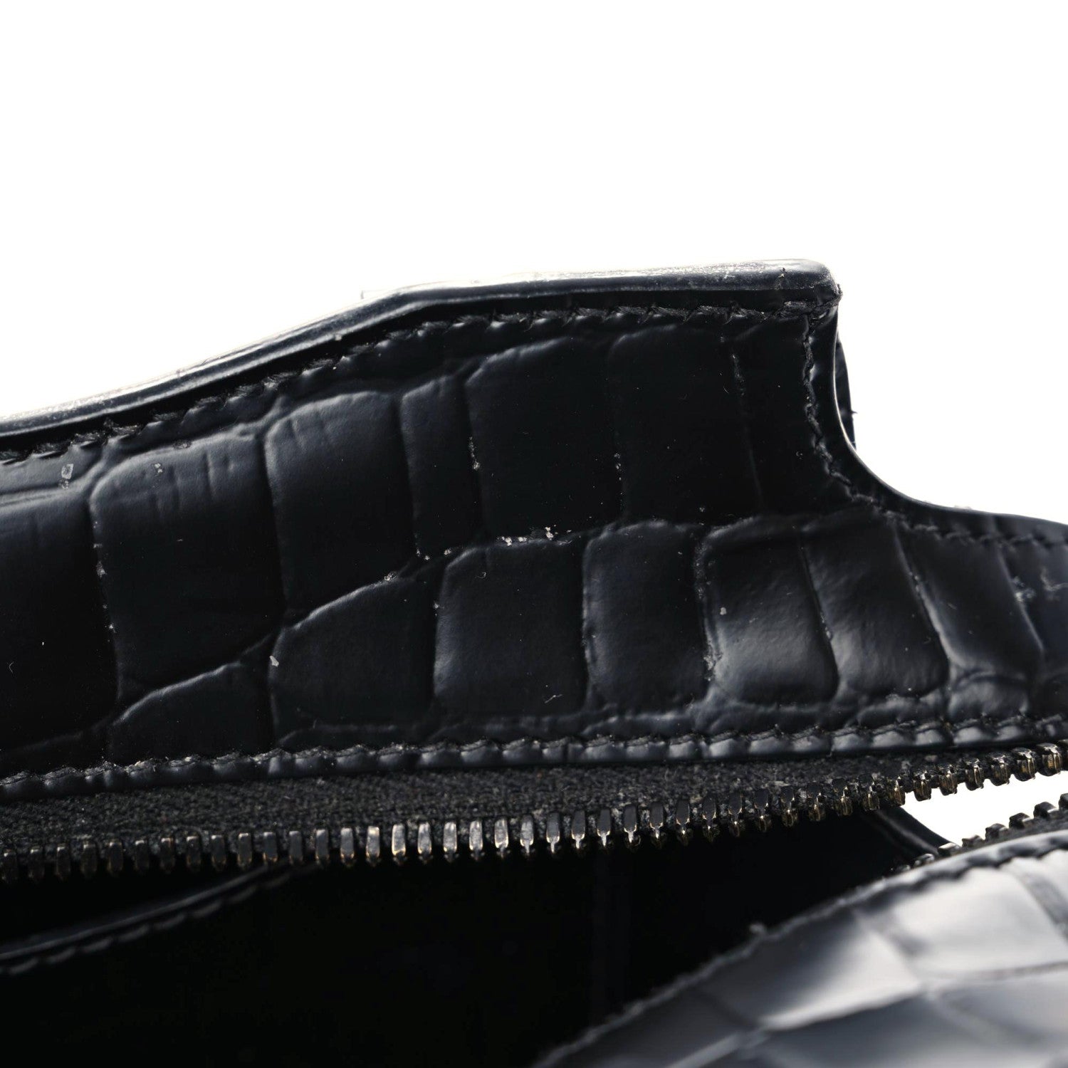 Balenciaga Semi Shiny Calfskin Crocodile Embossed Neo Classic Black Hardware Mini City Black 15 of 17