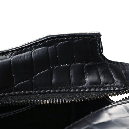 Balenciaga Semi Shiny Calfskin Crocodile Embossed Neo Classic Black Hardware Mini City Black 15 of 17