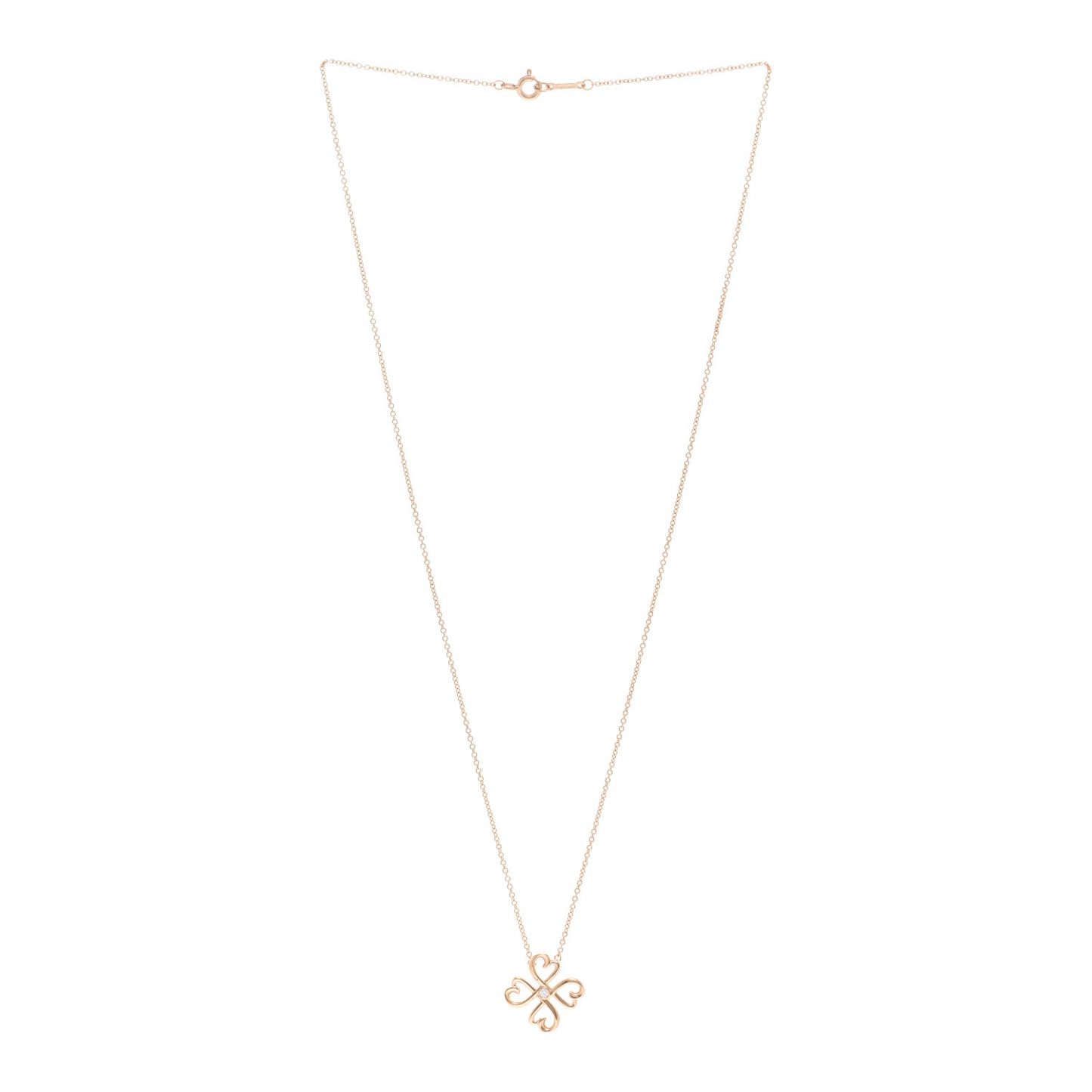 18K Rose Gold Diamond Paloma Picasso Loving Heart Pendant Necklace