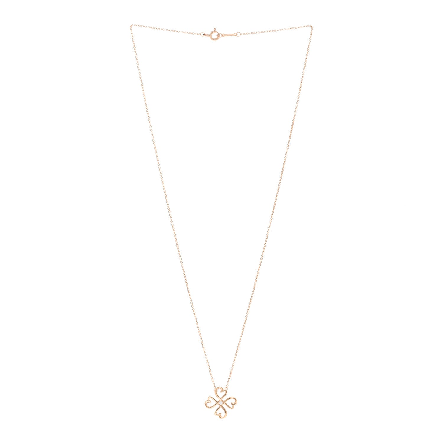 Tiffany 18K Rose Gold Diamond Paloma Picasso Loving Heart Pendant Necklace 3 of 5