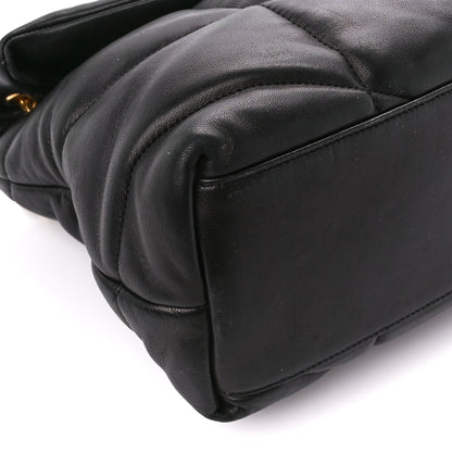 Saint Laurent Lambskin Quilted Medium Loulou Puffer Monogram Chain Satchel Black 9 of 10