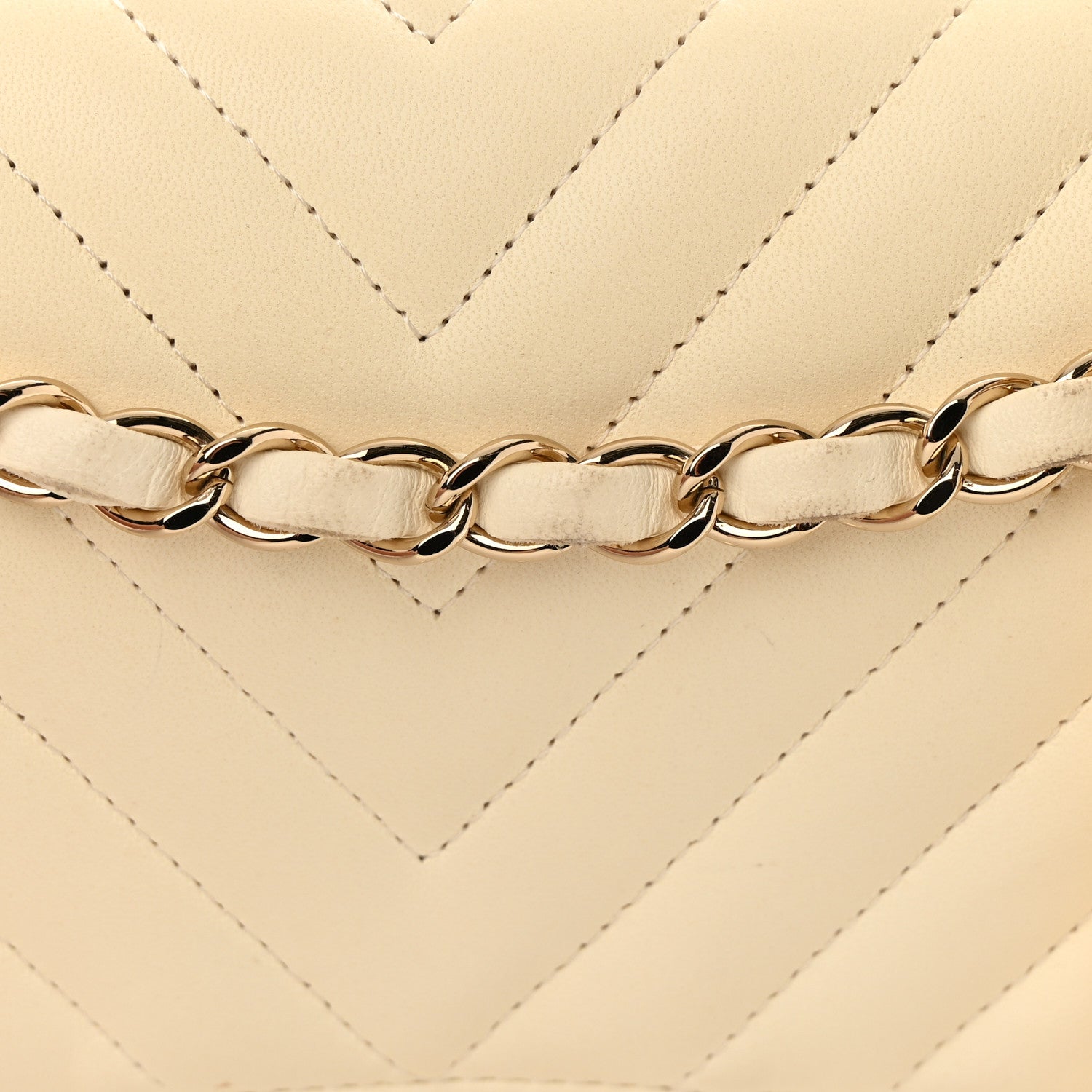 Chanel Lambskin Chevron Quilted Medium Double Flap Ivory 24 of 24