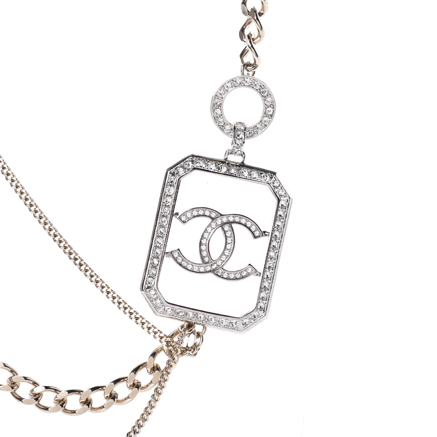 Crystal Chain CC Multi Strand Necklace Gold