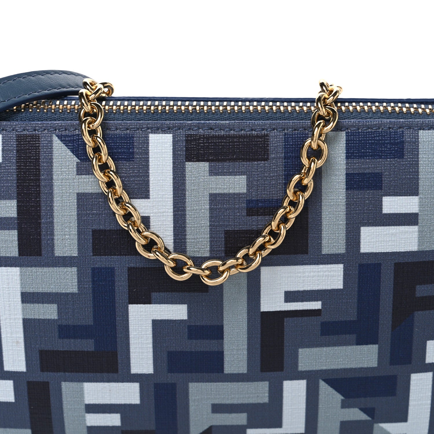 Fendi Fabric Jacquard Vitello Grace FF 1974 Baguette Pouch Myrtle Multicolor Soft Gold 8 of 10