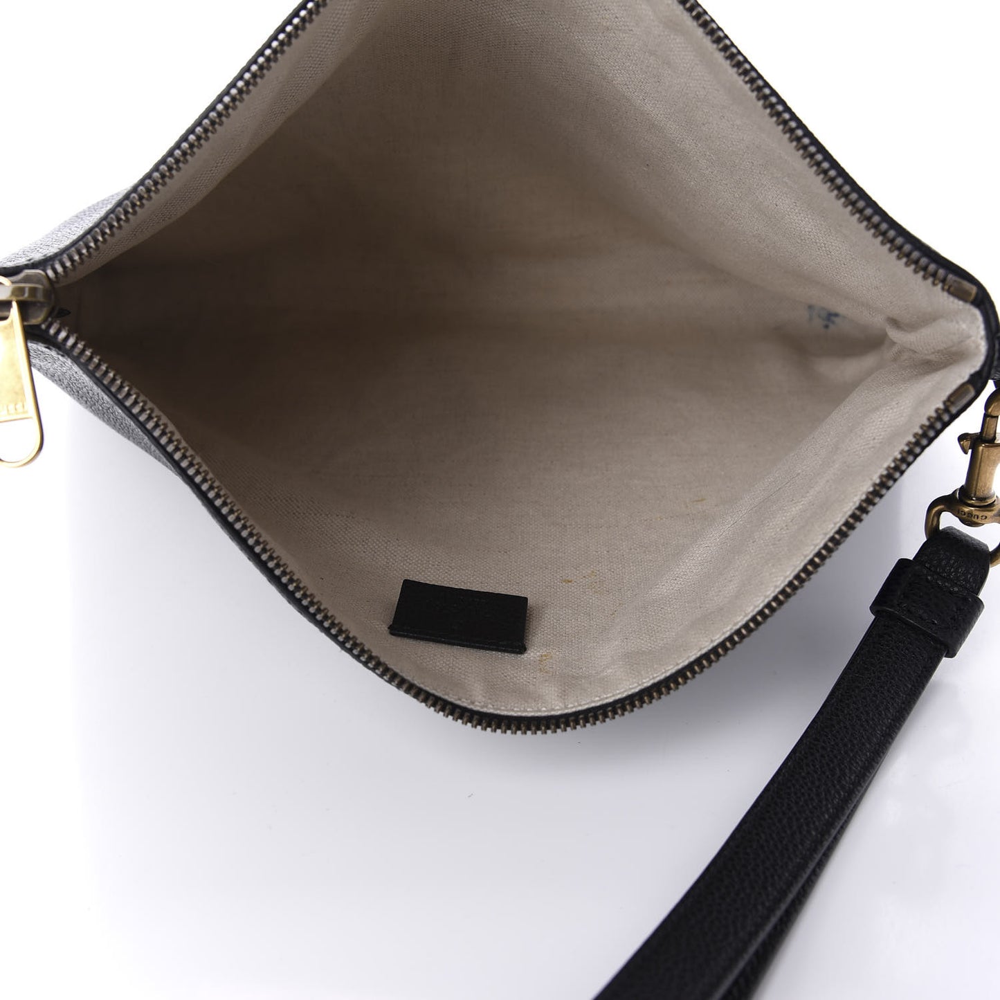 Pebbled Calfskin Logo Wristlet Black