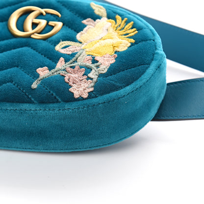 Gucci Velvet Matelasse Embroidered GG Marmont Belt Bag 105 42 Pavone Cyan 8 of 8