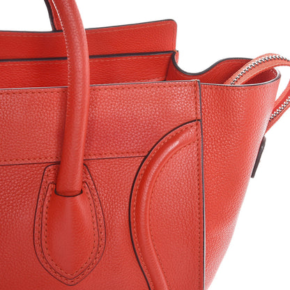 Celine Drummed Calfskin Mini Luggage Vermillion 8 of 12
