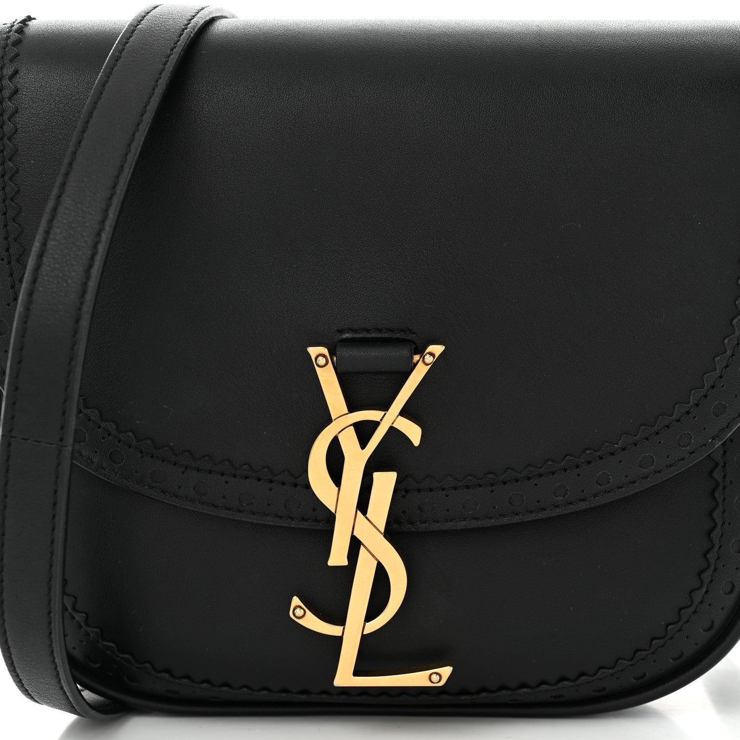 Saint Laurent Smooth Calfskin Perforated Classic Monogram Small Kaia Satchel Black 8 of 10