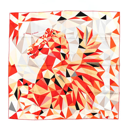 Hermes Silk Les Faceties De Pegase Scarf 90 Black Rouge Gris Perle 1 of 5