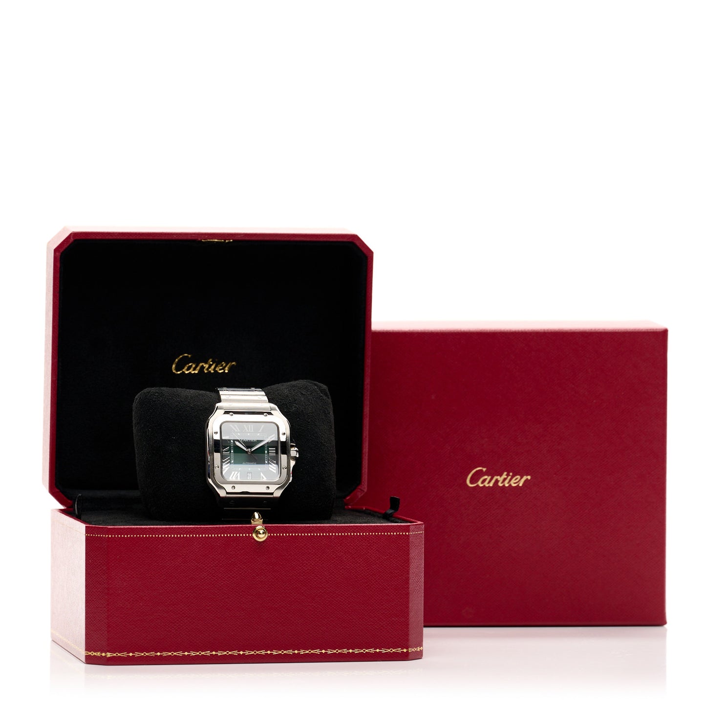 Stainless Steel 39.8mm Santos De Cartier Automatic Watch Green