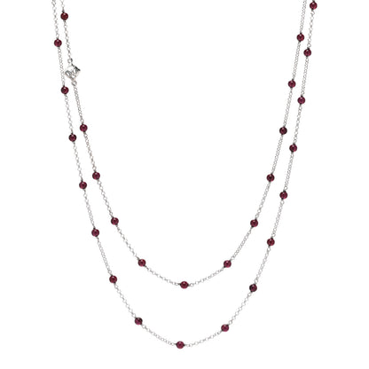 David Yurman Sterling Silver Garnet Bead Chain Necklace 60" 1 of 4