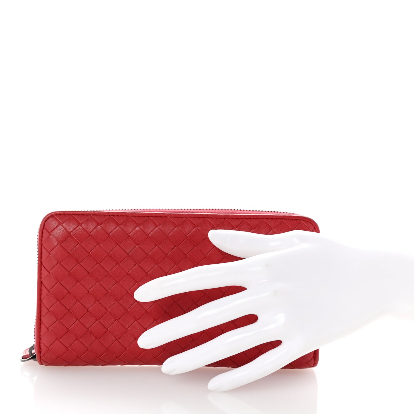 Nappa Intrecciato Zip Around Wallet Red