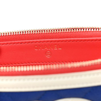 Chanel Caviar Quilted CC Filigree Clutch With Chain Blue White Red 8 of 11